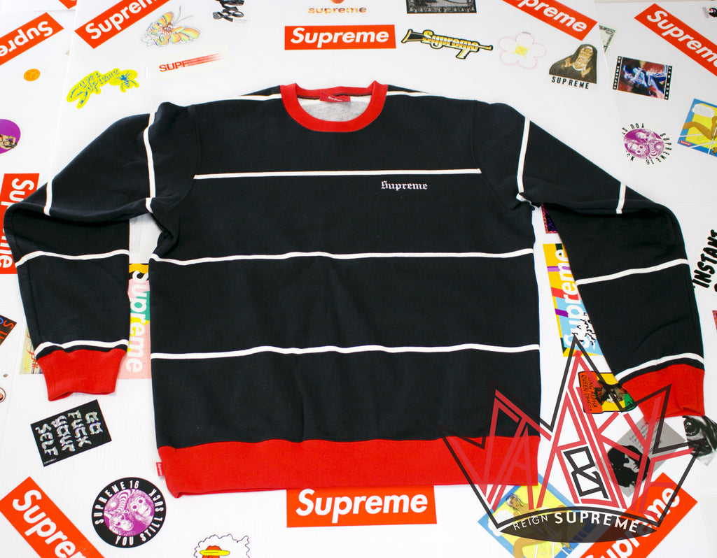 Supreme Striped Crewneck FW17 Black