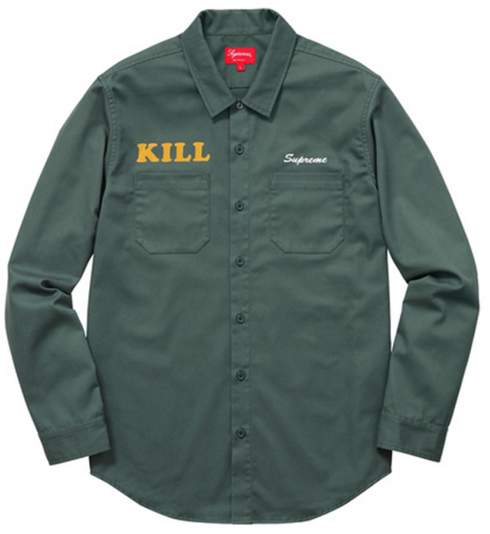 Supreme Kill Work Shirt SS16 Green Star Skye Apparel