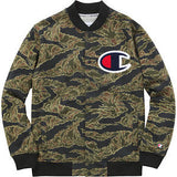 Supreme Champion Snap front Sweater FW15 Olive tiger stripe